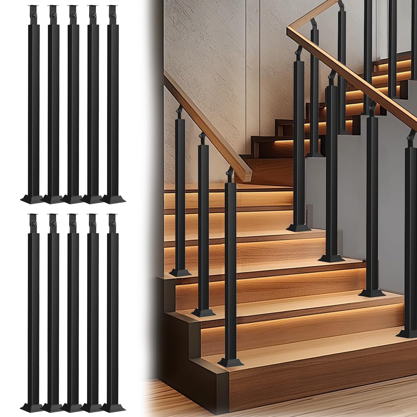 Balustres d'escalier en fer forgé noir 85cm barreaux de garde-corps extérieur