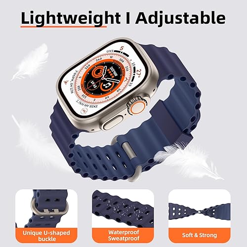 Miniatura 9 de ZALAVER Correas deportivas oceánicas compatibles con Apple Watch Band Ultra 2Ultra SE Series 987654321 de 1.929 in, 1.772 in, 144.4 ft, 1.654 in,