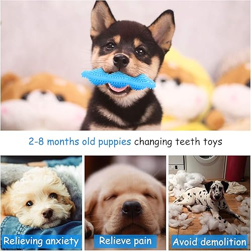 Miniatura 2 de Paquete de 3 juguetes masticables para cachorros de dentición juguetes de dentición de cachorros 360 limpian los dientes de las mascotas y alivian