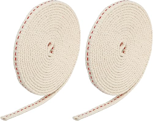 MECCANIXITY Mecha de lámpara de aceite de 0.24 pulgadas de ancho plano de 6.5 pies de algodón con puntada roja para iluminación de quemador de