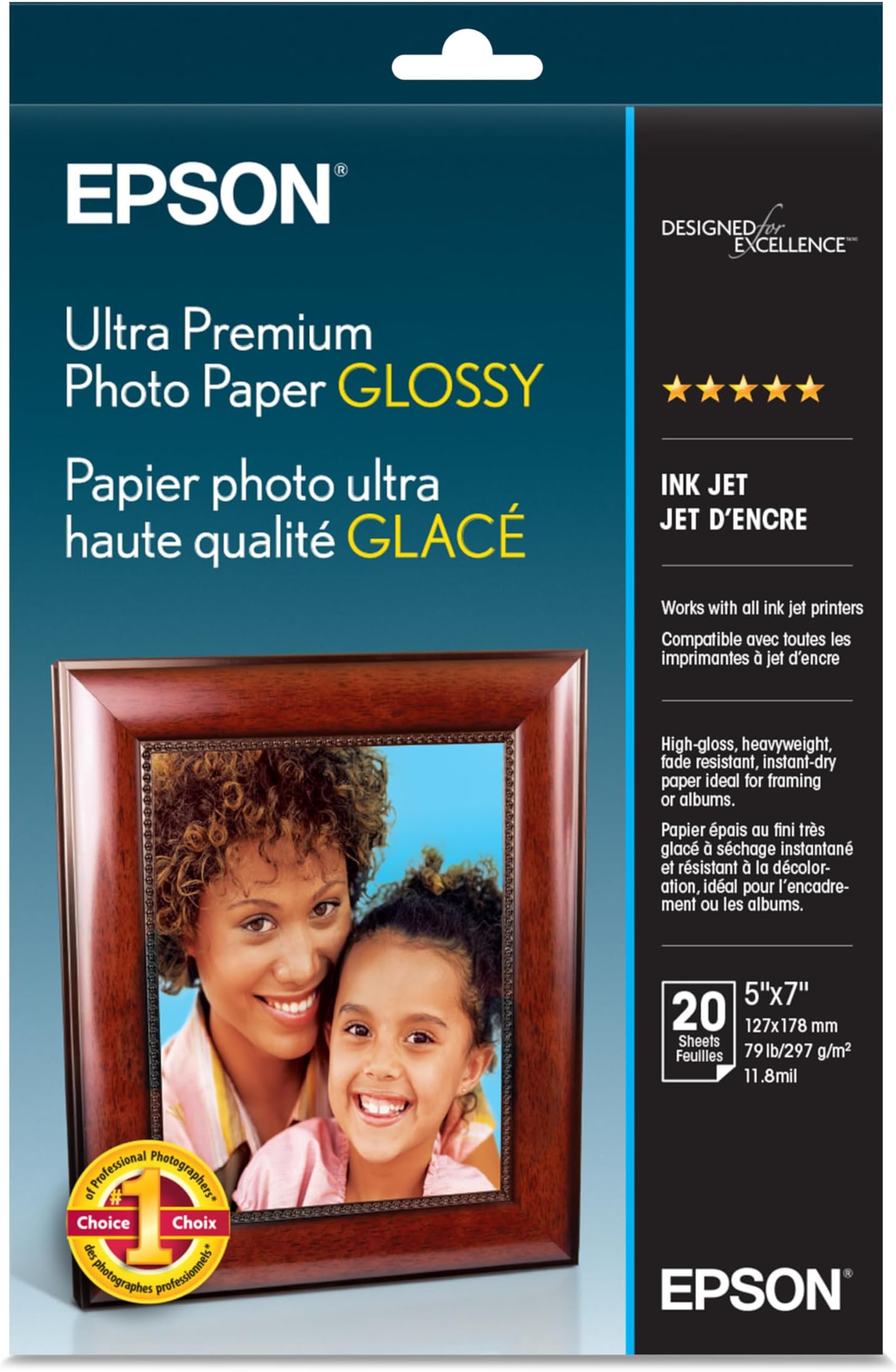 Ultra Premium Photo Paper GLOSSY (5x7 Inches, 20 Sheets) (S041945)