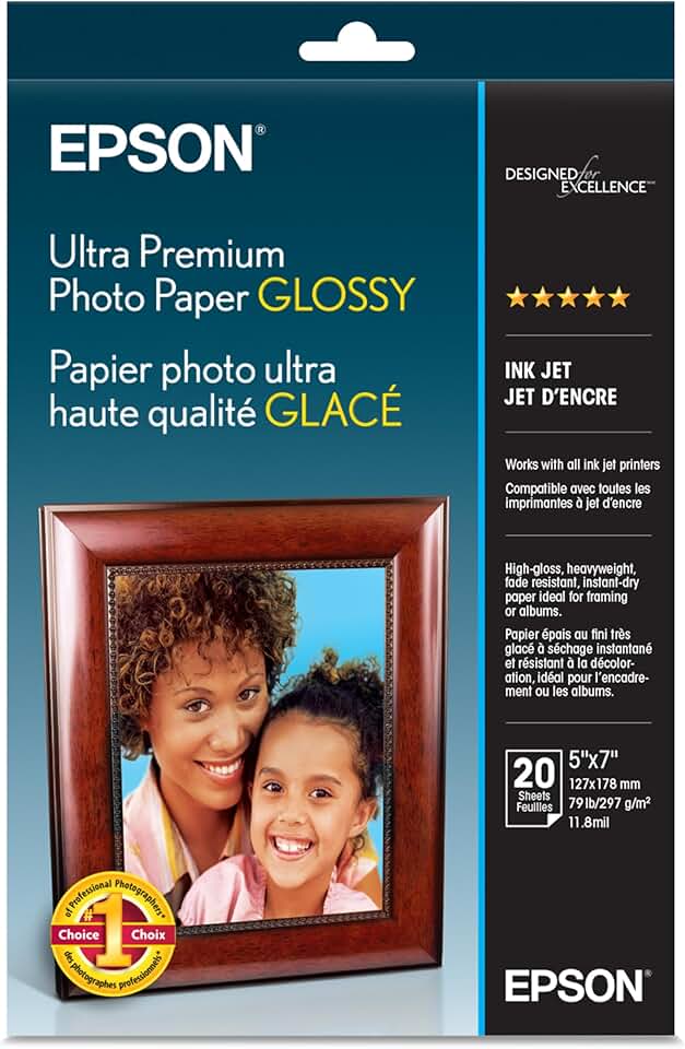 Epson Papel fotográfico ultra premium brilhante (12 x 17 cm, 20 folhas) (S041945)