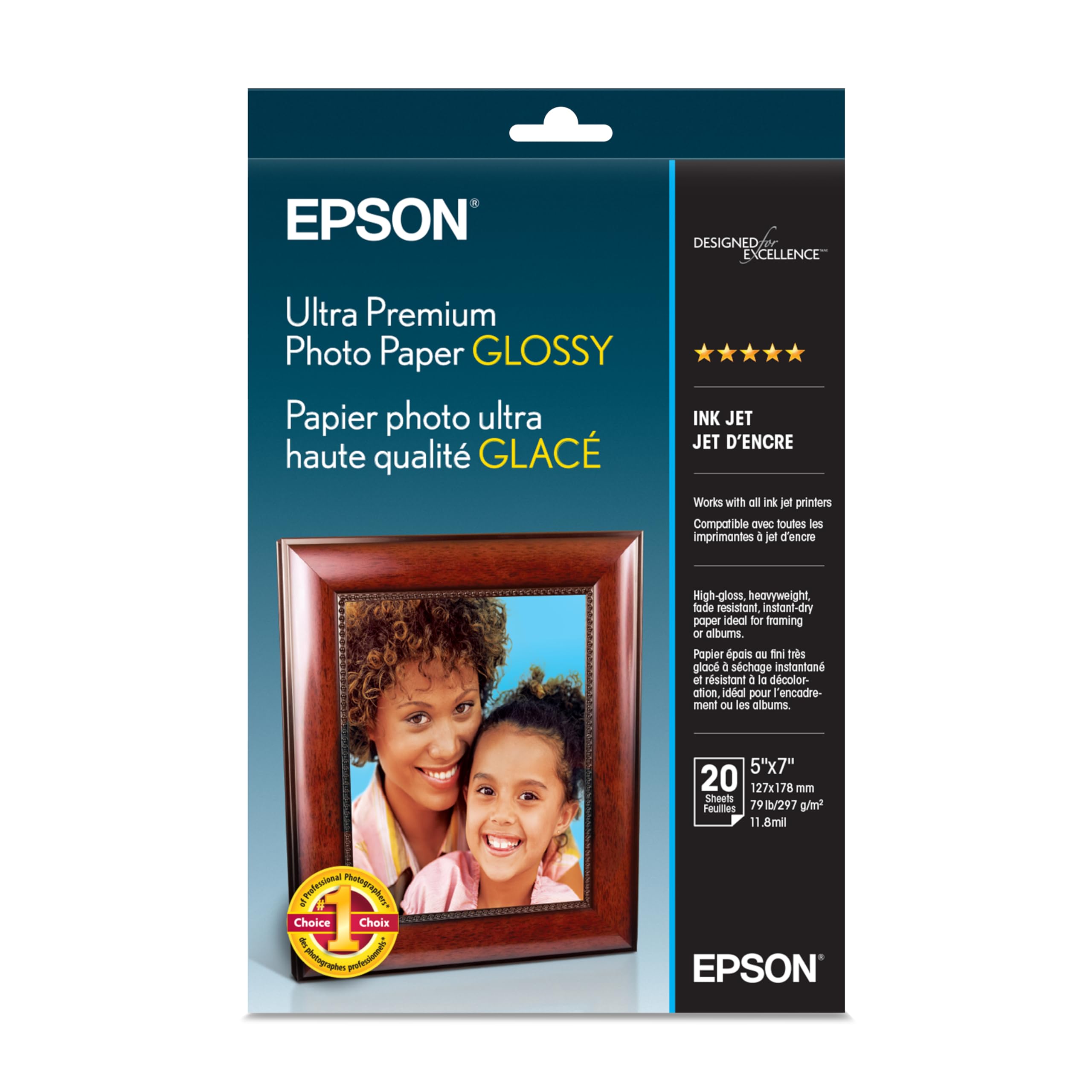 Epson Ultra Premium Photo Paper GLOSSY (5x7 Inches, 20 Sheets) (S041945)