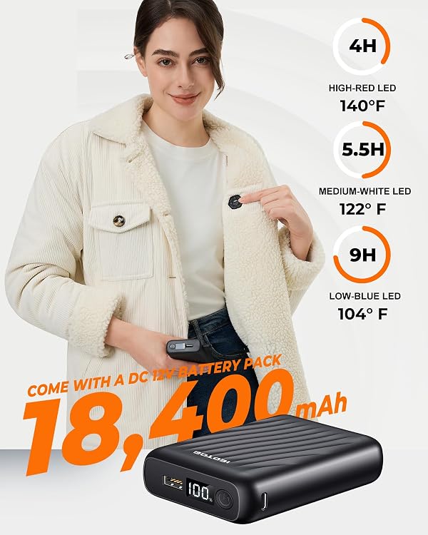 GOTOBI Graphene Heated Jackets for Women with 12V 18400mAh Battery Pack, womens heated jacket with Sherpa Fleece Lined by GOTOBI - Image 4