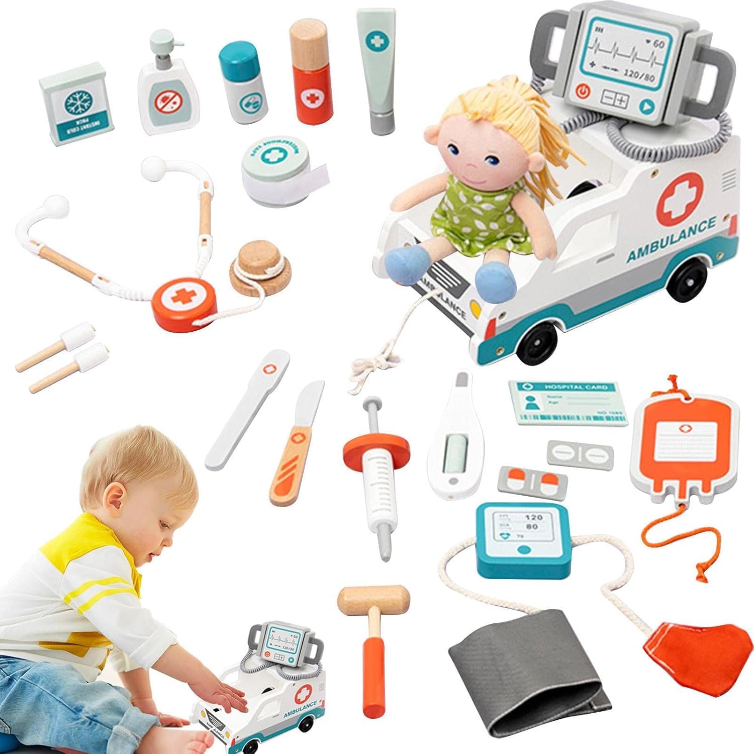Ambulance Medical Play Set for Kids | Complete Toy Ambulance with Dolls, Medical Equipment | Interactive Doctor Role Play Toy for Imaginative Play and Learning | Ages 3+