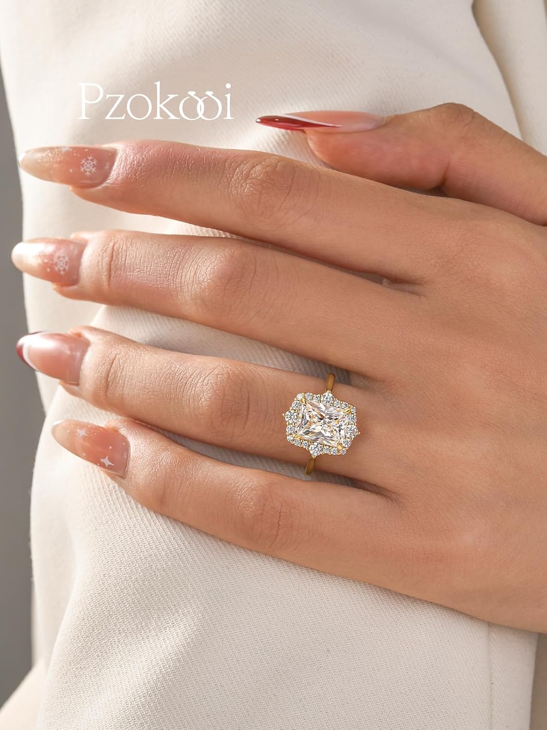 3.0ct Halo Radiant Cut Engagement Ring for Women,Solitaire Sterling Silver Promise Ring for Wedding,Travel,Daily - Image 3