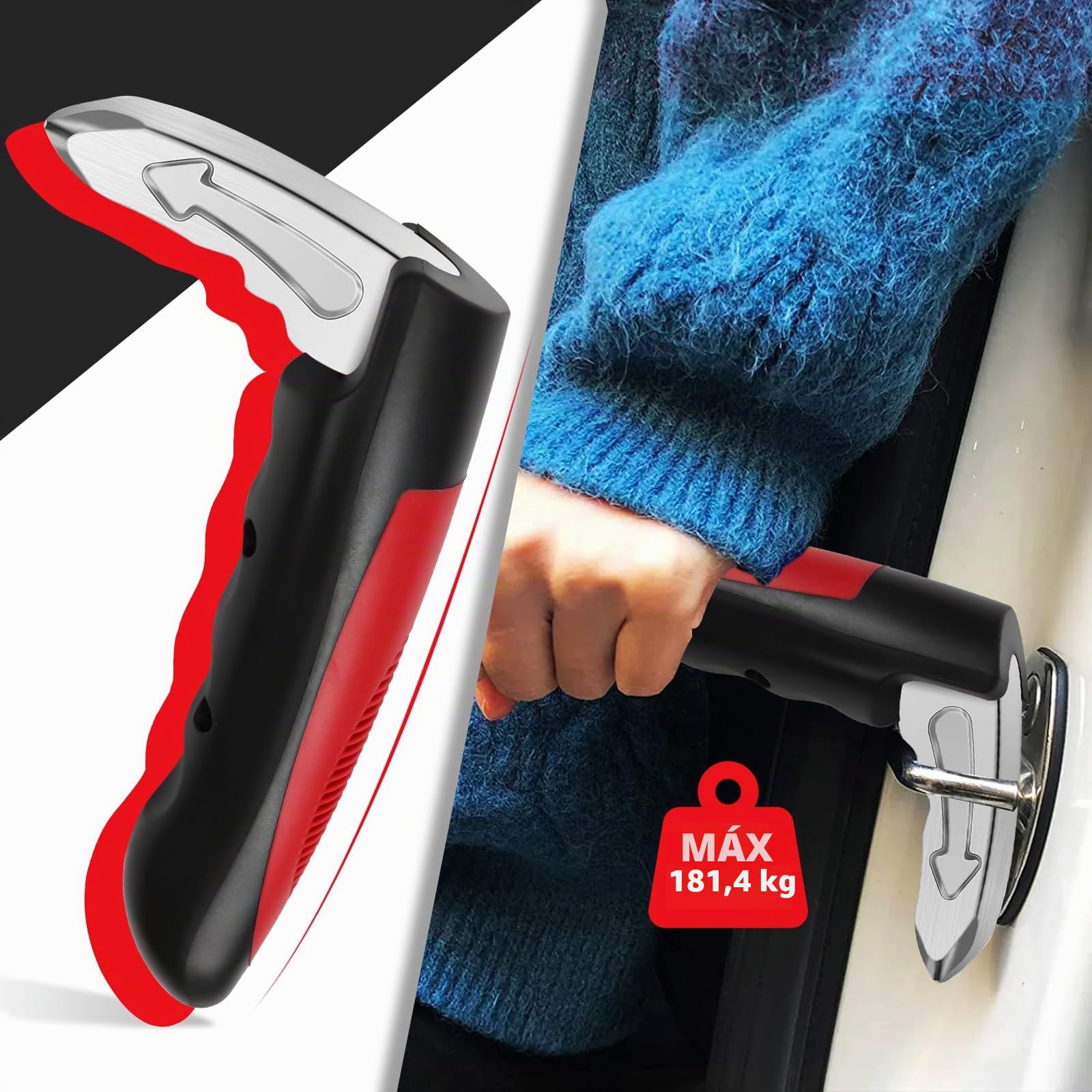 2 piezas Asa de Soporte para Automóvil Mango de Apoyo Herramienta de Escape de Emergencia del Coche para Discapacidad, ayuda de salida de coche para las personas mayores, mango de apoyo para vehículos