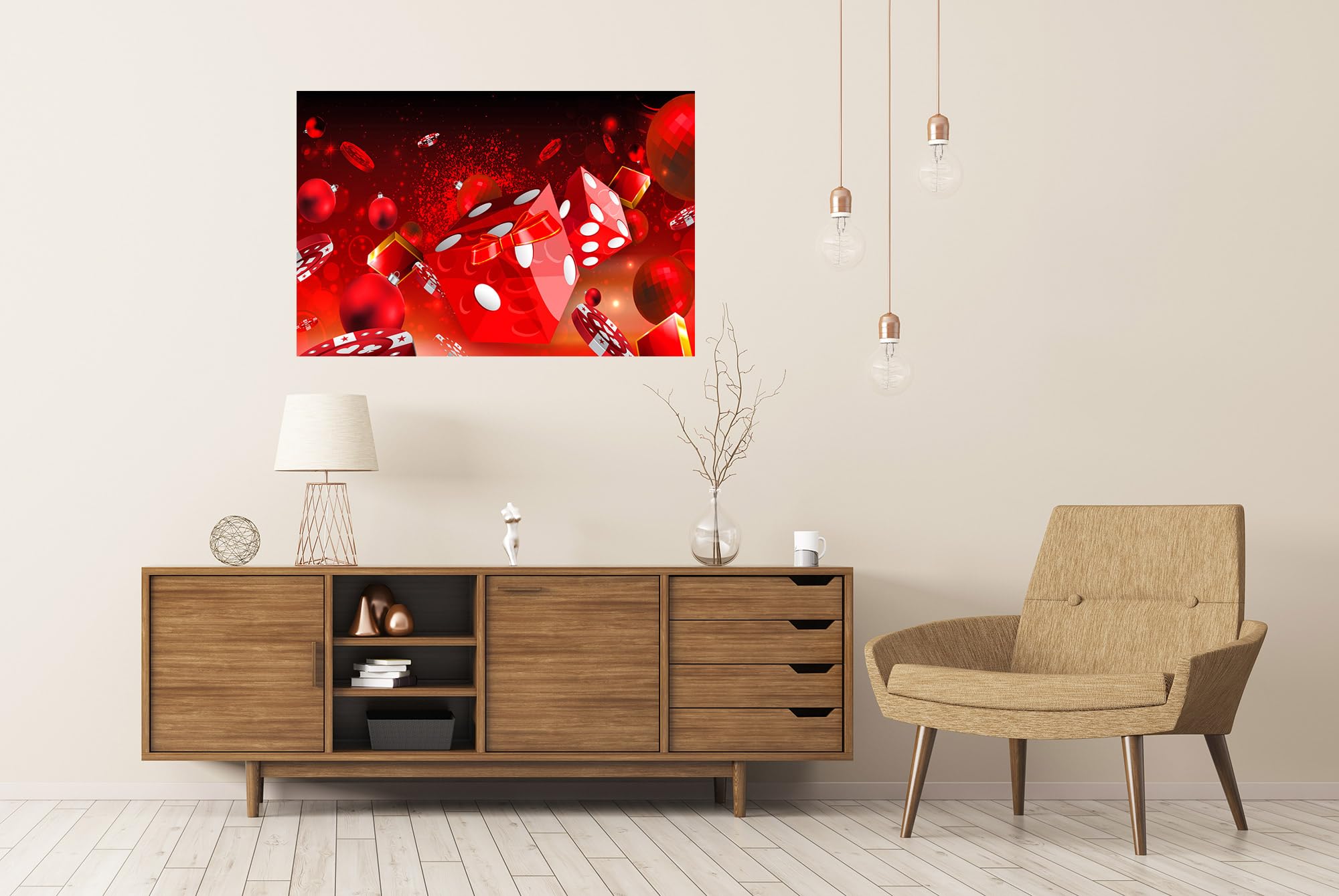 islandburner Poster Prime, cubi e palline in rosso, motivo festival, 130 x 90 cm