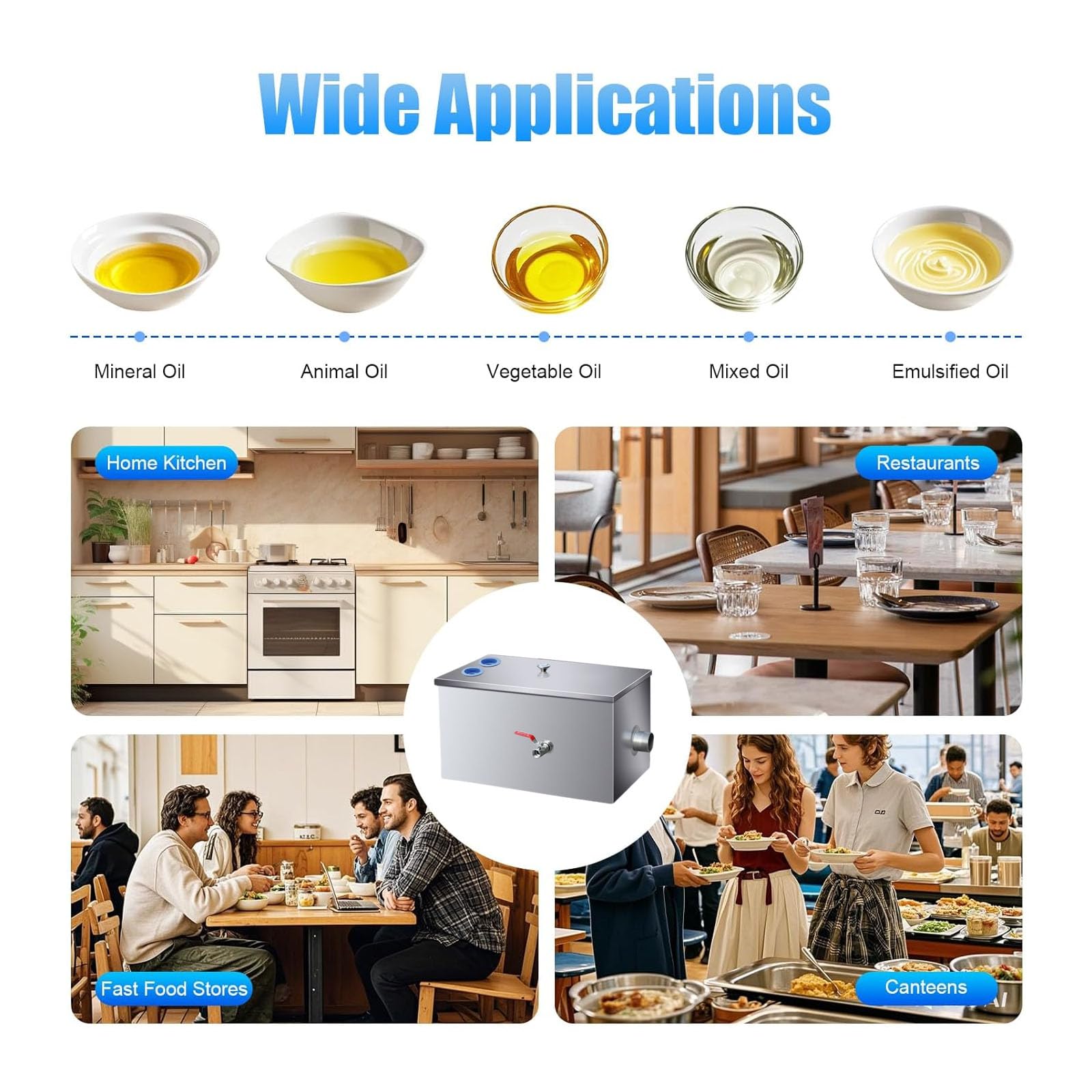 Interceptor De Grasa De Acero Inoxidable, Filtración De 4 Capas, Separador De Aceite Y Agua Con Entrada Superior, Para Aguas Residuales De Cocinas De Restaurantes, Comedores Y Fábricas , 50*30*30cm