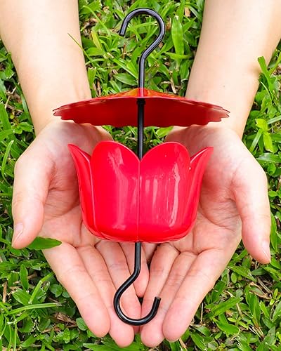 Miniatura 6 de R RUIMEI Foso de hormigas para comederos de colibríes, comedero de colibríes para ganchos colgantes al aire libre, 1 ganchos con 1 cepillo, rojo