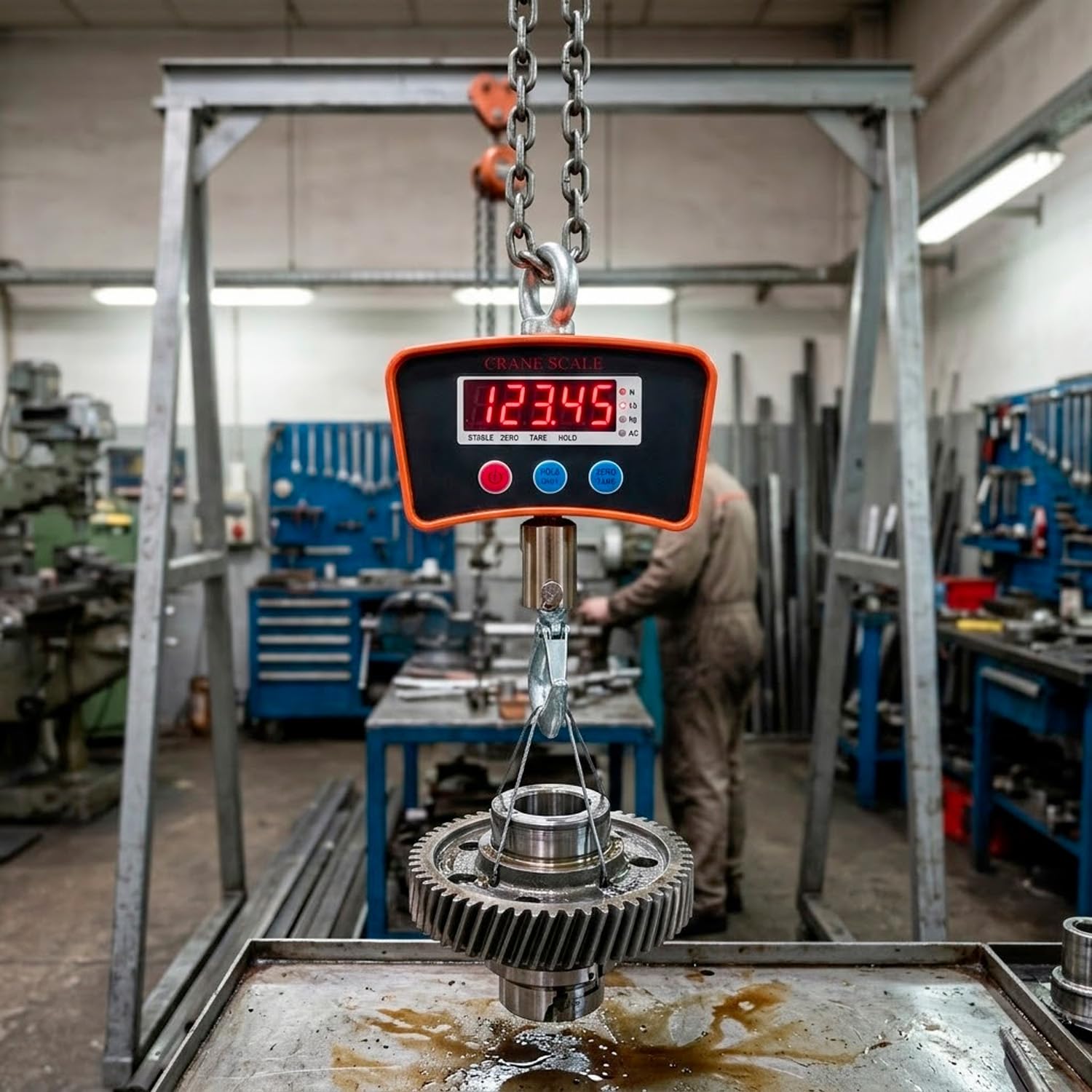Bilancia Dinamometro da Gru 1000 kg Laredo Con Gancio Industriale In Acciaio Inox Digitale LED a Sospensione Bilancia Industriale Professionale per Magazzino Officina e Logistica