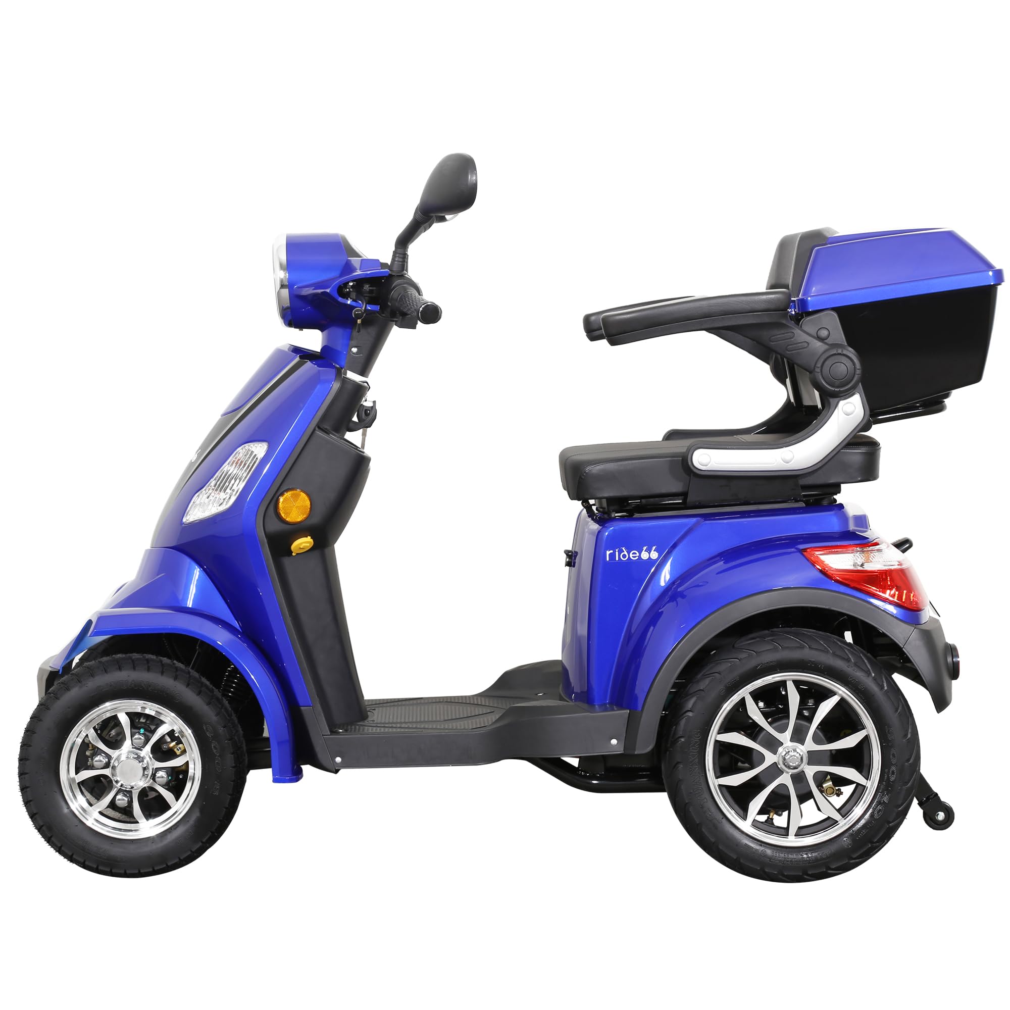 Scooter électrique 4 roues de mobilité pour senior et PMR, confort, sécurité et stabilité – RIDE66 RC60 (Bleu, Siège Standard)