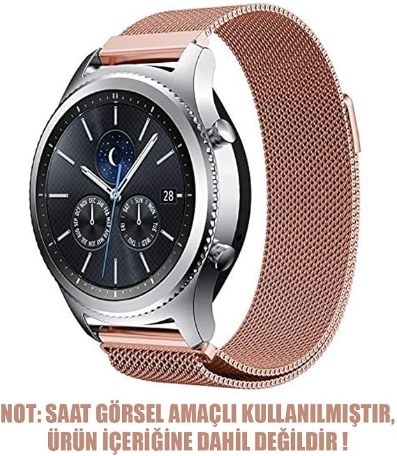 Microsonic Huawei Watch GT2 42mm için Kordon Milanese Loop Rose Gold [Watch GT2 42mm ile Uyumlu Kordon - Rose Gold]