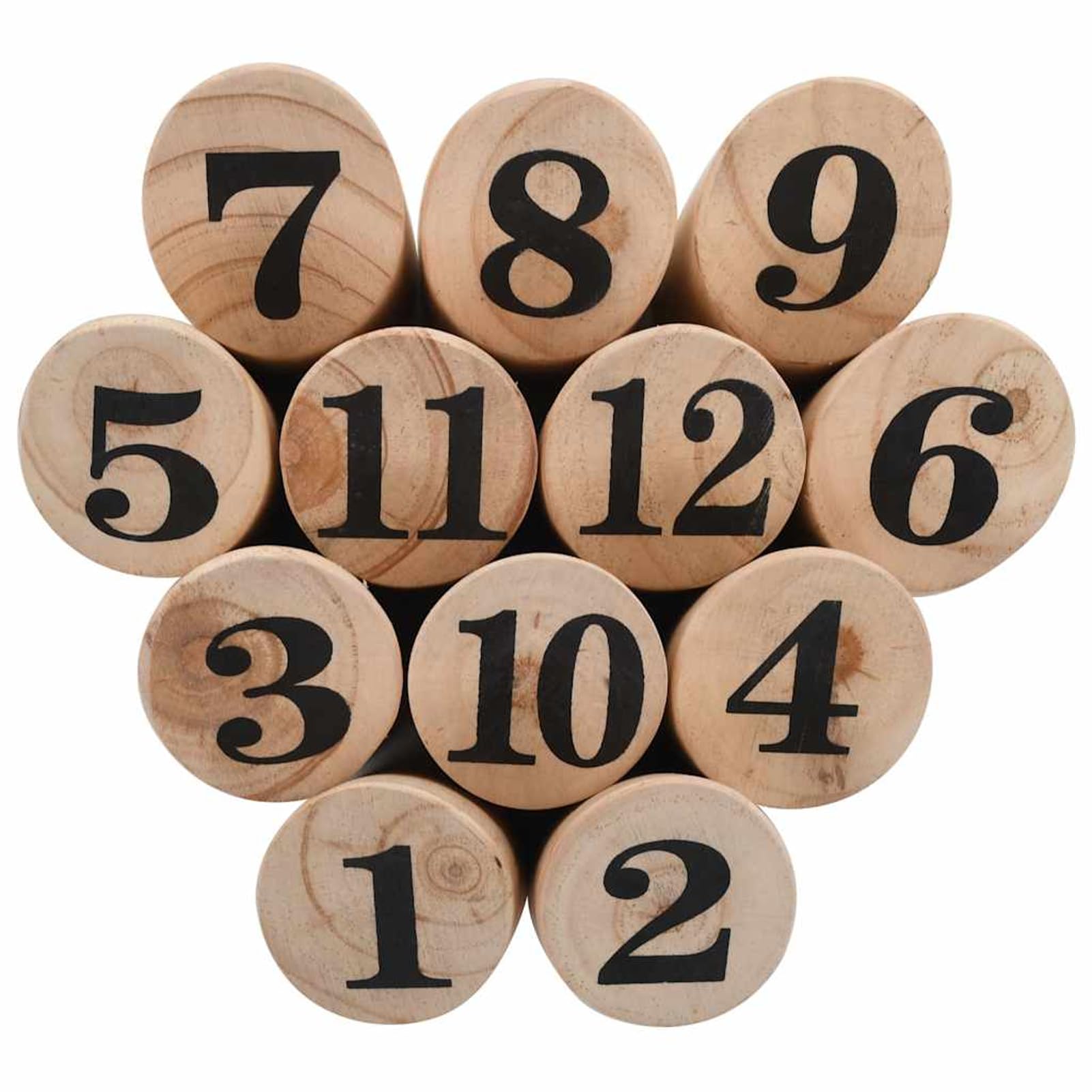 Gioco in Legno Kubb Numerici, Set di Gioco da Giardino con 12 Pezzi e Bastone da Lancio in Legno di Pino Massello per Famiglie e Amici, Gioco All'Aperto per Picnic, Feste e Attività Ricreative
