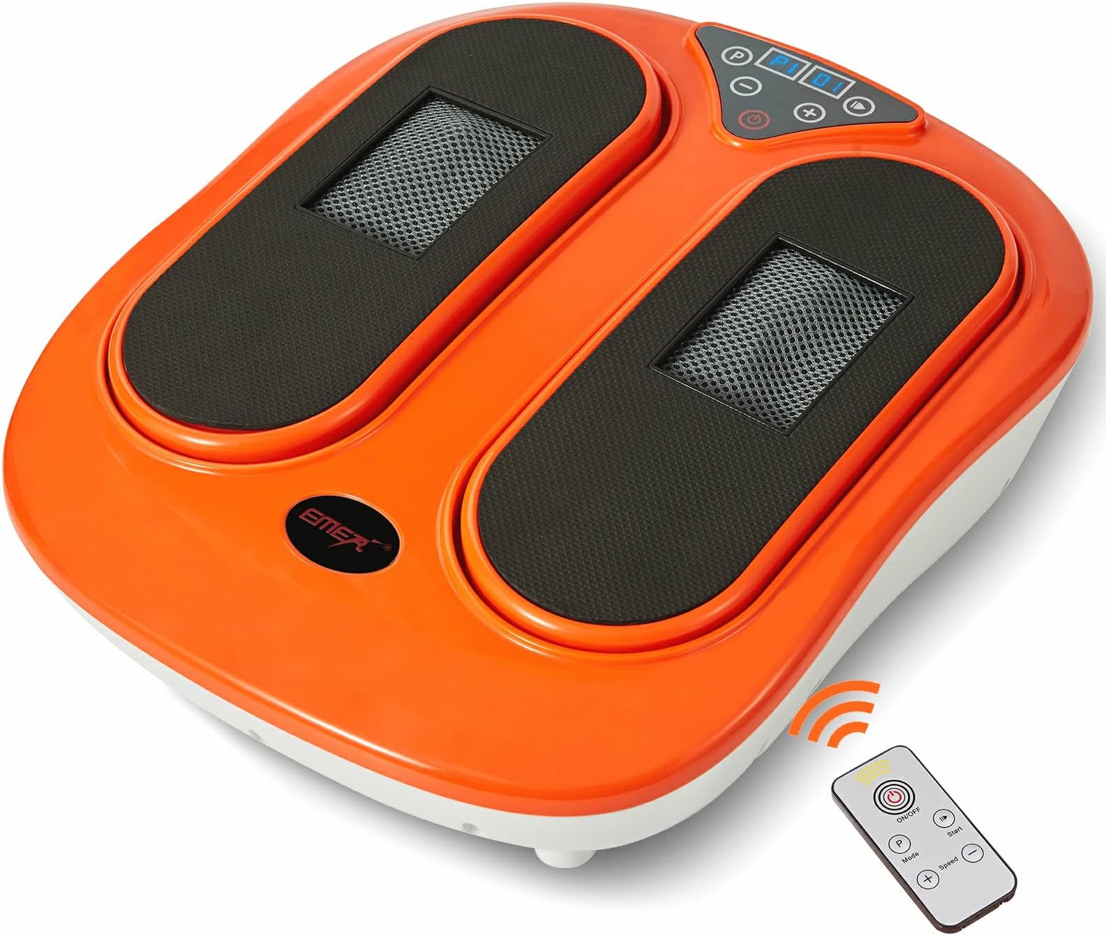 Emer Foot Massager Machine with Remote Control, Adjustable Vibration Speed Electric Foot Massager-Shiatsu Deep Kneading, Increases Blood Flow Circulation Foot and Leg Massager (Orange)