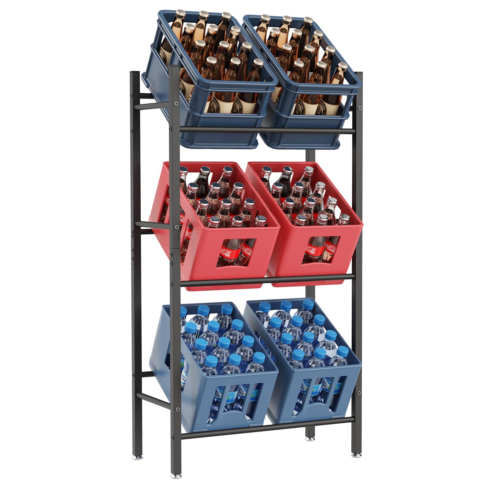 YheenLf Botellero Vertical (6caja), Metal Estanteria de Vino, Estanterias Cocina Almacenaje, Independiente & Estable, Organizador Frutas y Verduras, Negro