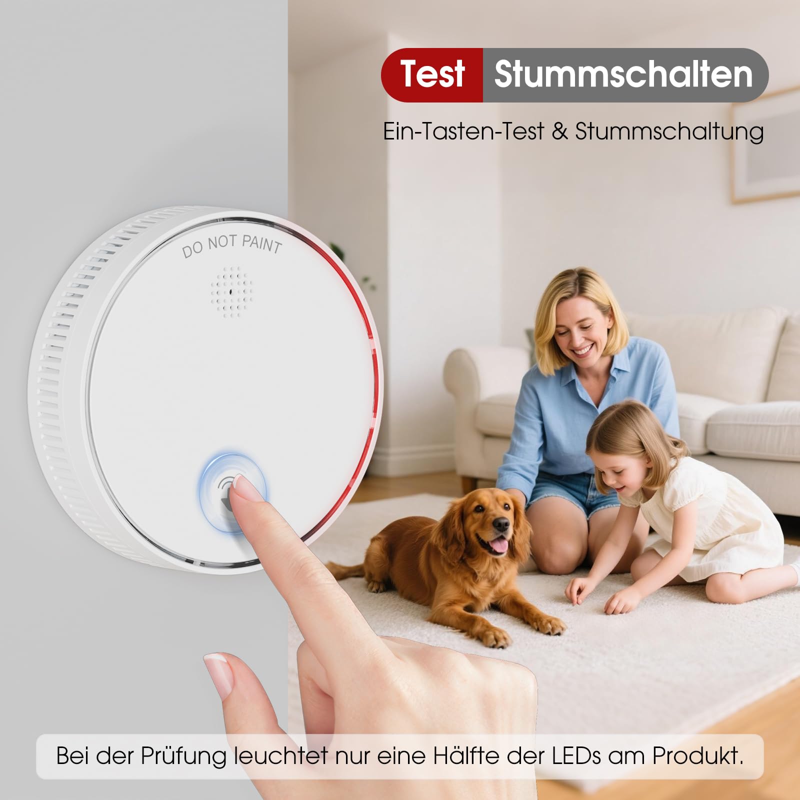 10-Jahre-Batterie Rauchmelder LED-blitzfrei Feuermelder mit magnethalterung, Test- und Stummschaltfunktion, TUV-Zertifiziert EN14604 4er