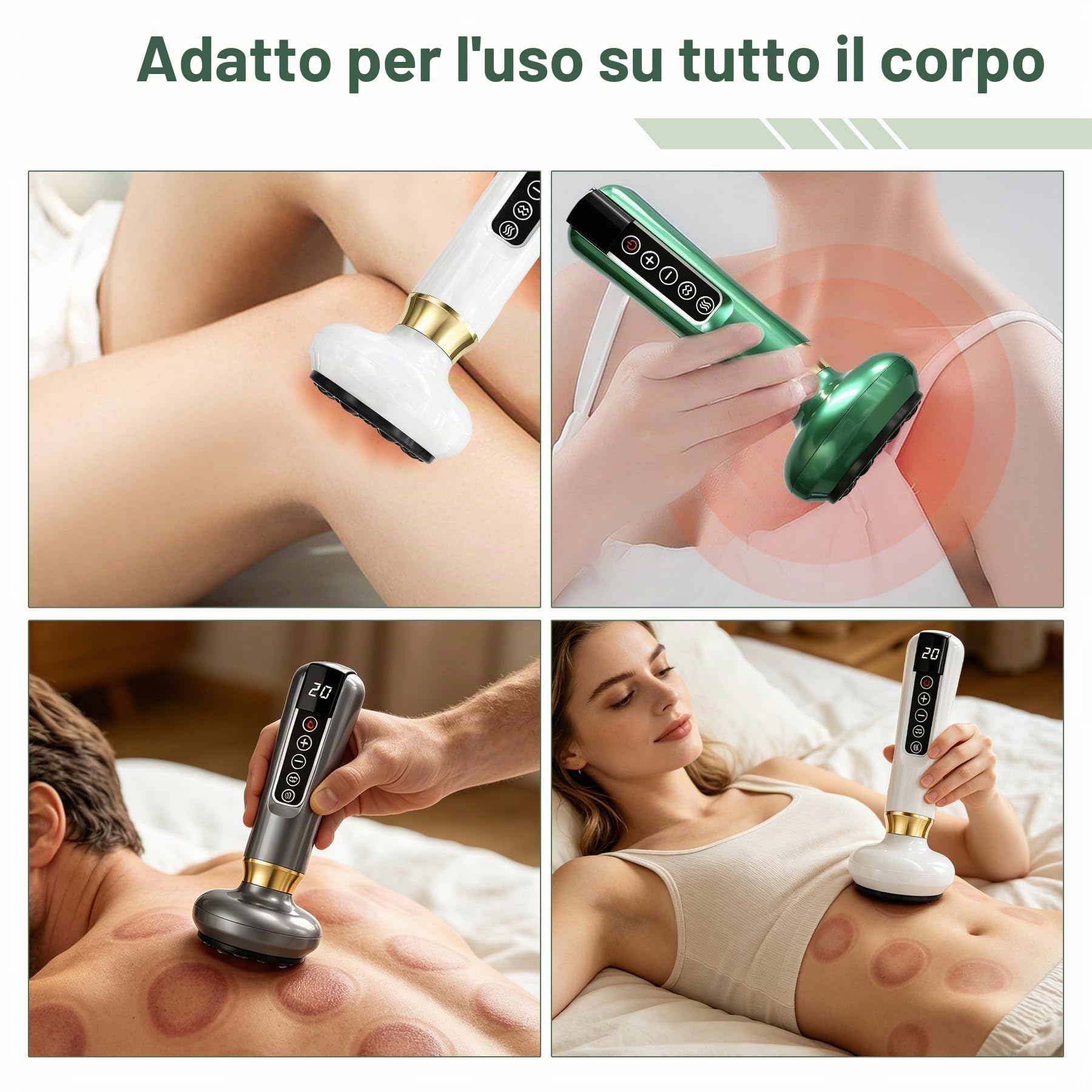 TZEKING Massaggiatore Elettrico a Coppettazione,4 Modalità Apparecchio di Gua Sha,Raschietto elettrico,Massaggio corpo Intero,Coppettazione