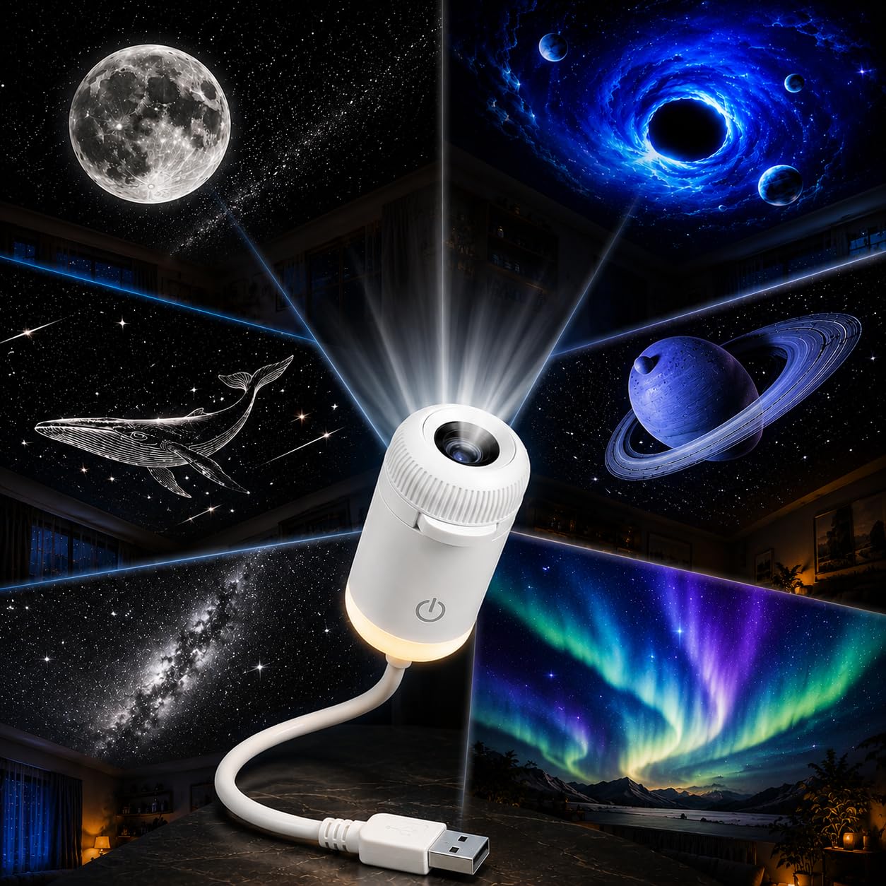 ARREXO 2-in-1 Galaxy Projector Night Light - Image 1