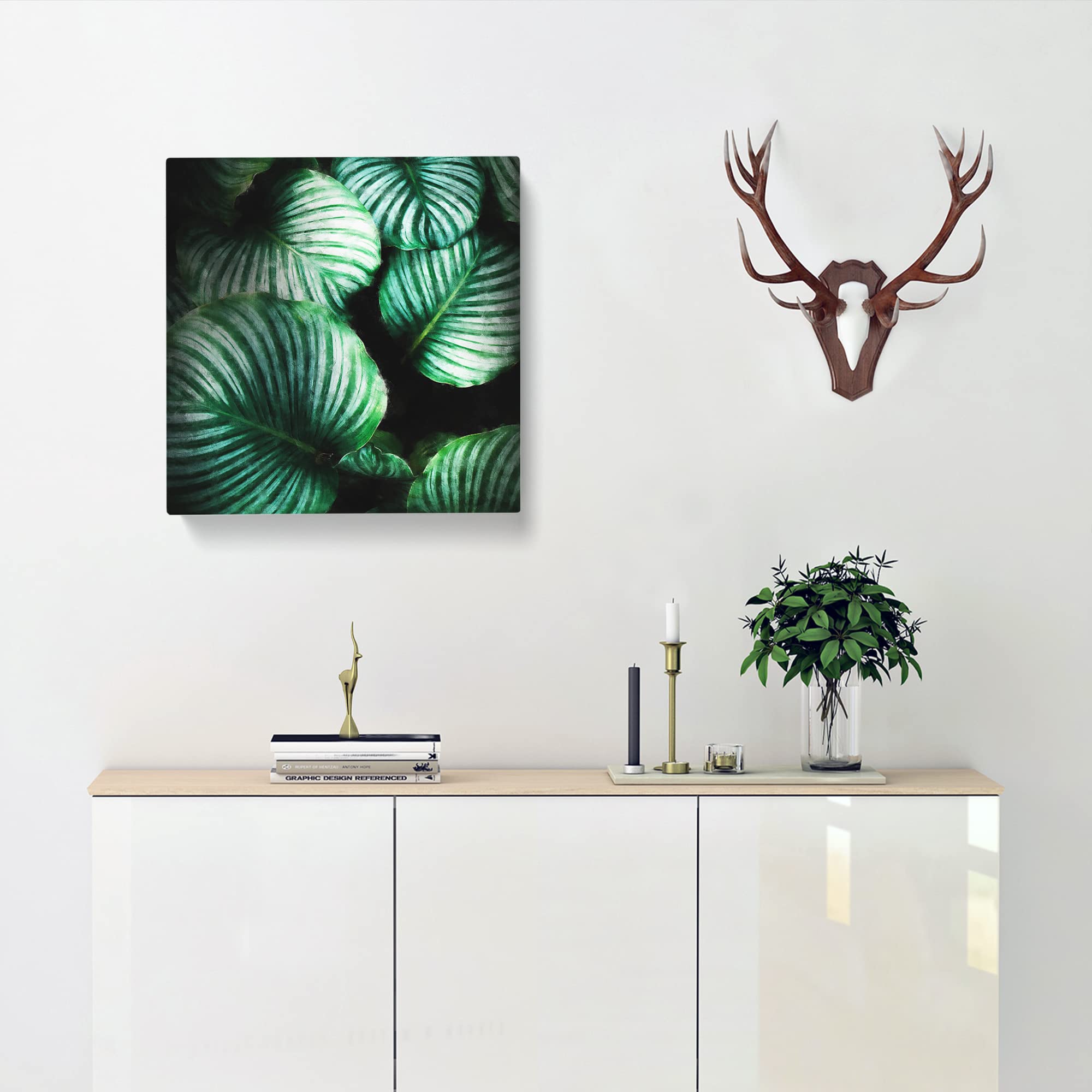 Gathered Green Plant Leaves Canvas Print, Mixed, 35L x 35W cm - Image 2