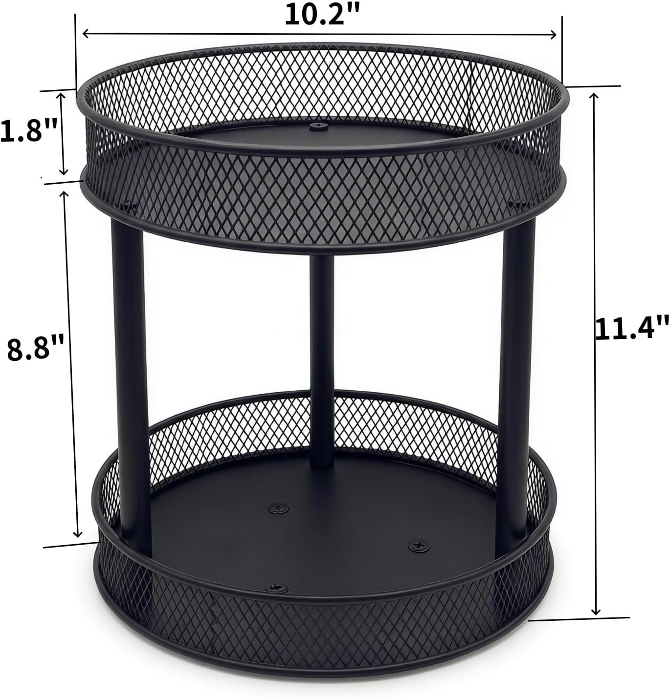 2Pack 2-Tier Lazy Susan Organizer, 360° Rotating Metal Spice Rack, Double Layer Turntable Storage Shelf, MultifunctionalCountertop Coffee Station Condiment Holder for Kitchen PantryBathroom