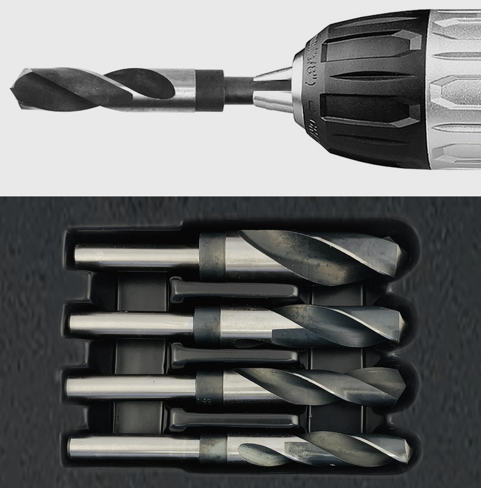 Fabbro - Set di 4 utensili elettrici HSS con gambo da 1/2", per foratura, ferro, legno, acciaio, 16-25 mm