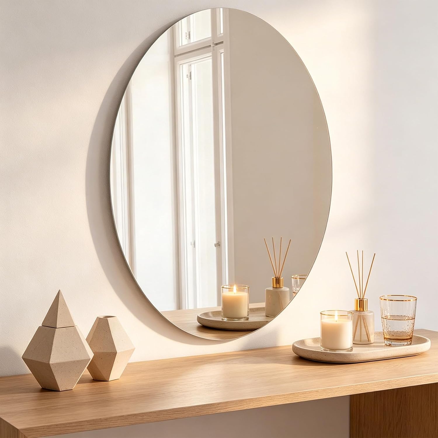 Self Adhesive Acrylic Oval Mirror Sheets, Non Glass Wall Mirror Stickers
