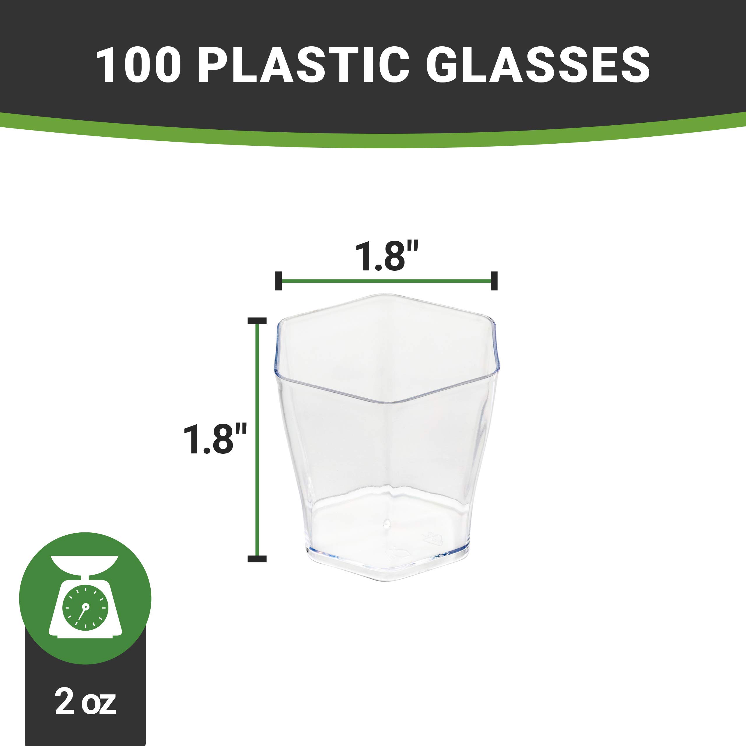 Hexagon cristal transparente 2 onzas 100 Count caja