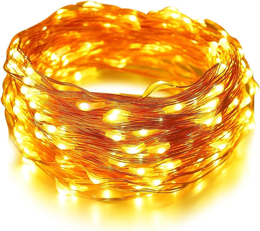 Veryredtek LED String Lights 66ft 200 LEDs , Waterproof Starry Lights for DIY Bedroom, Patio, Garden, Gate, Yard, Party, Wedding and Christmas(Copper Wire Lights, Warm White)