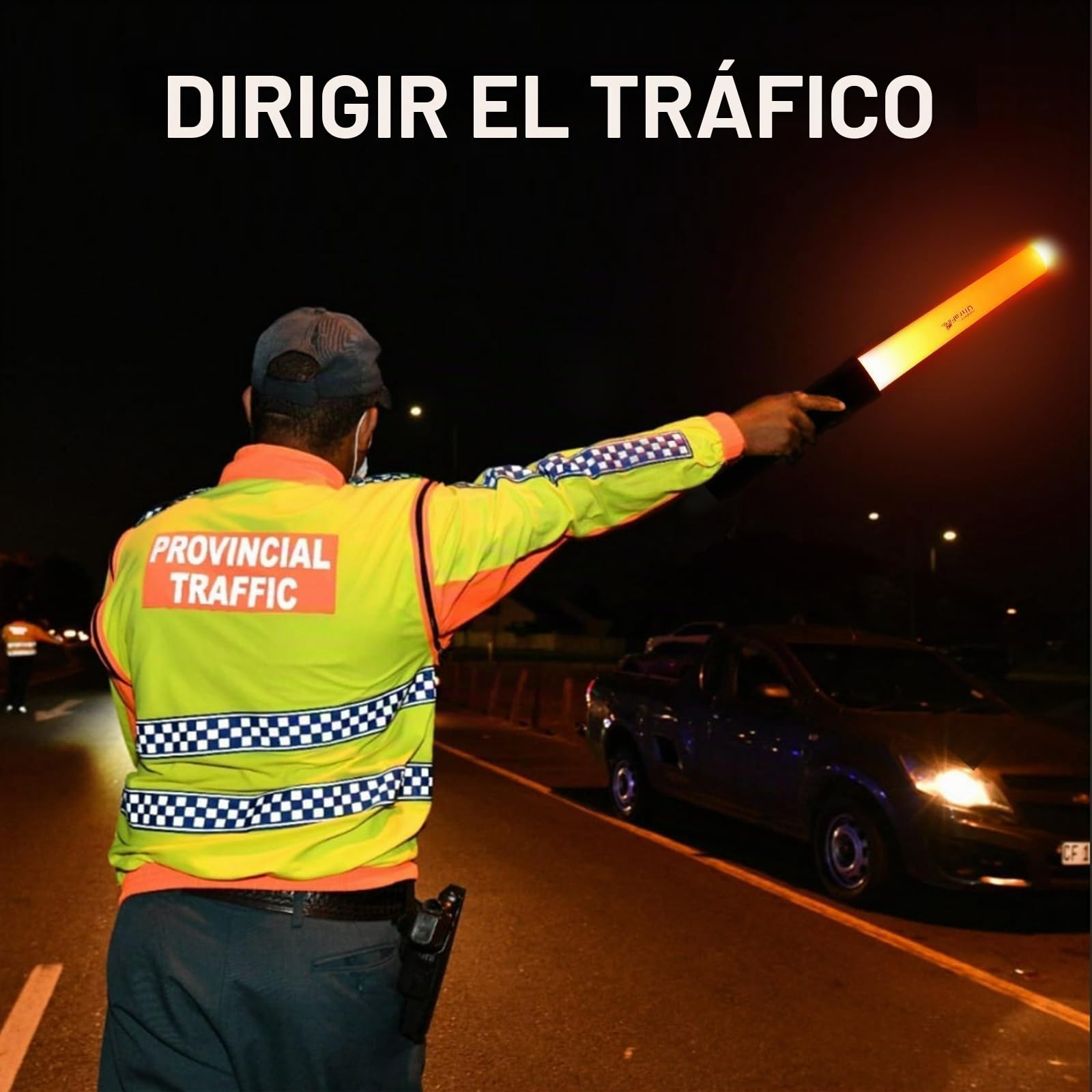 ULTRAFIRE Linterna LED de varita de tráfico de 11 pulgadas con funda para cinturón, linterna de varita de señal de control de tráfico, 250 lúmenes con modo estroboscópico rojo, para estacionamiento