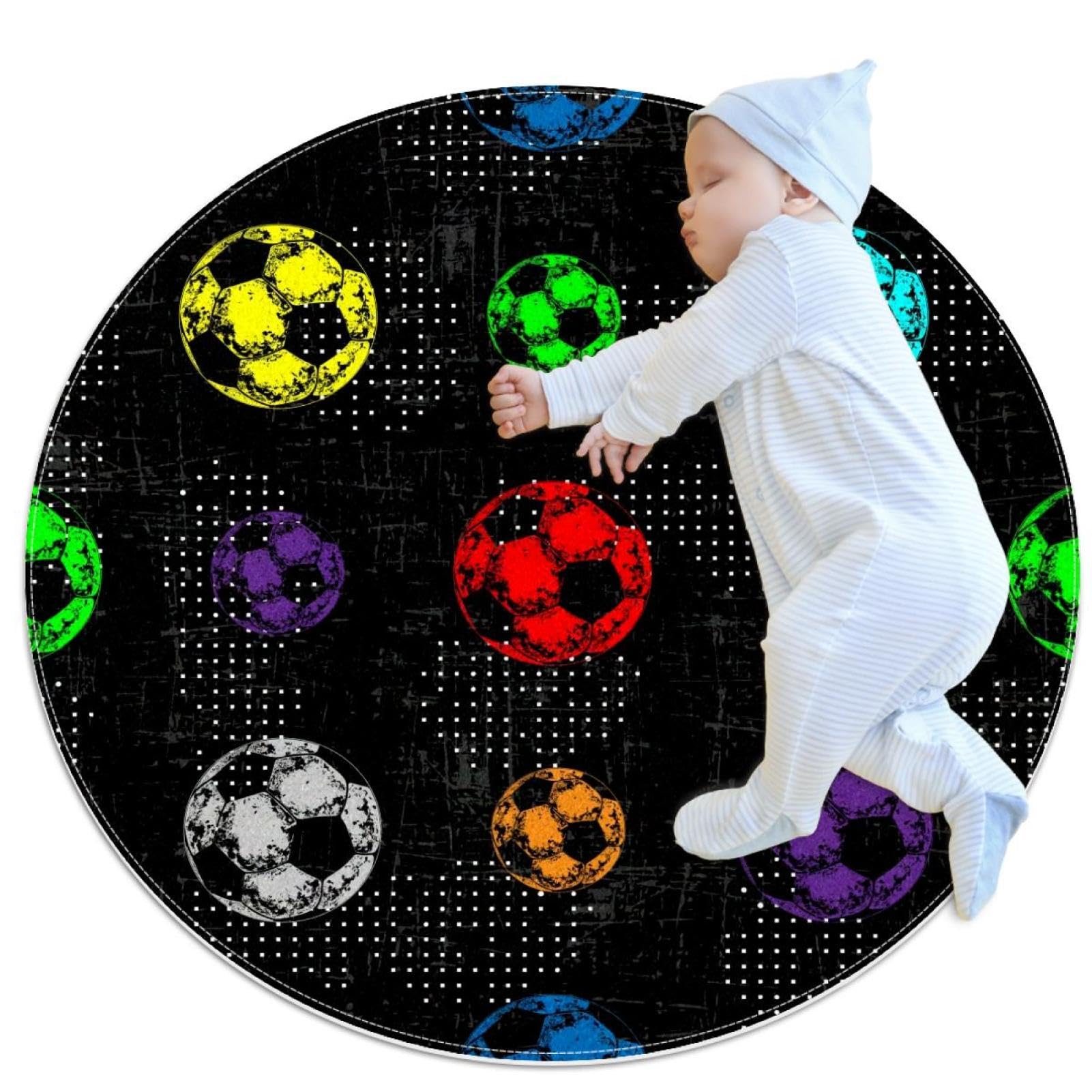 Tapis rond antidérapant football pour éviter les glissades dans la chambre d enfant