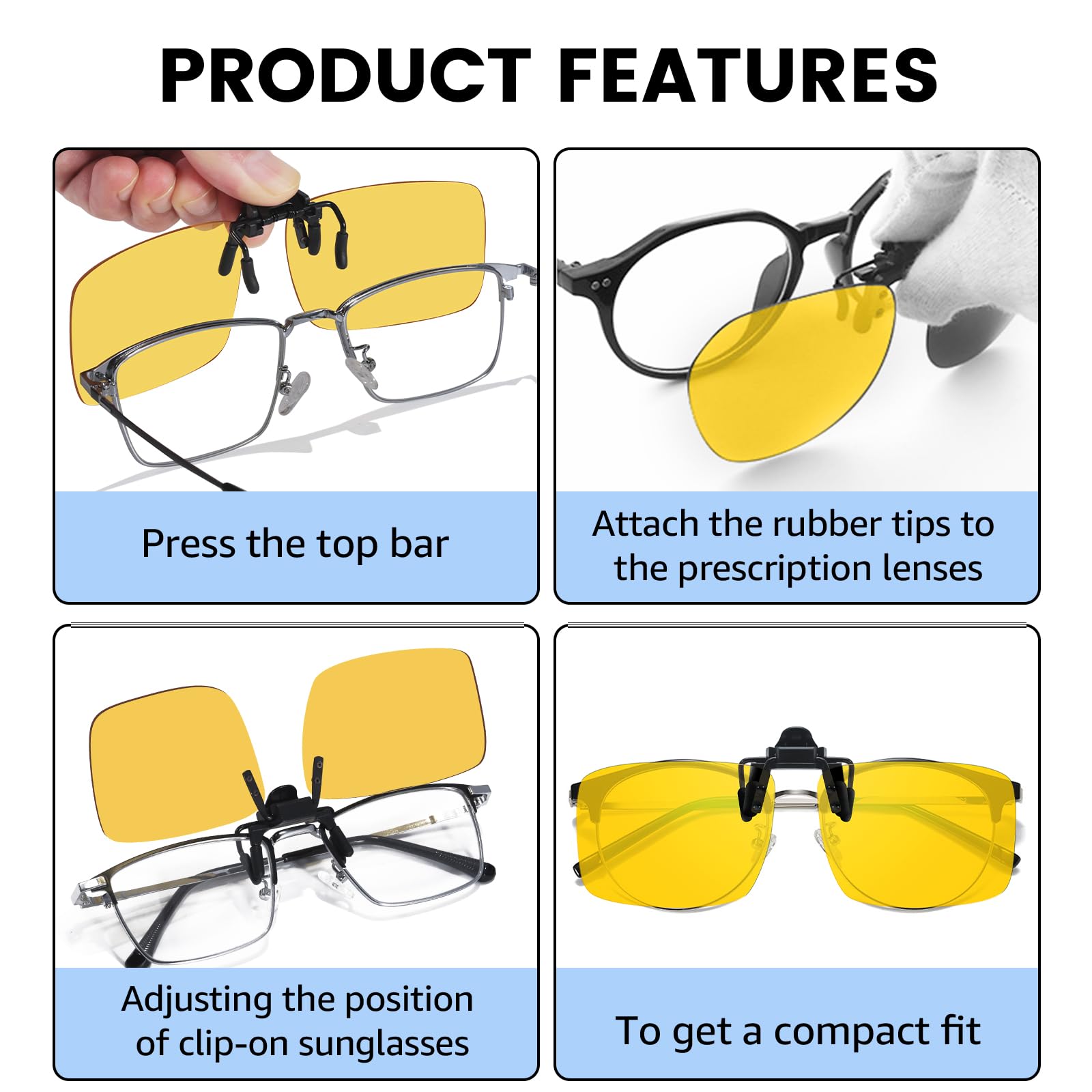 VIEWBETER VB801 - Gafas de conducción con clip para día y noche, antirreflejos, con protección polarizada UV400