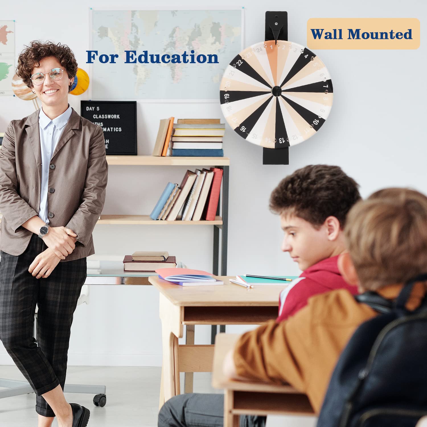 Ygebet Acrylic Numbered Prize Wheel Spinner with Stand Tabletop 24 Slots, Heavy Duty 11.7 Inch Editable Dry Erase Wall Mounted Spinning Prize Wheels