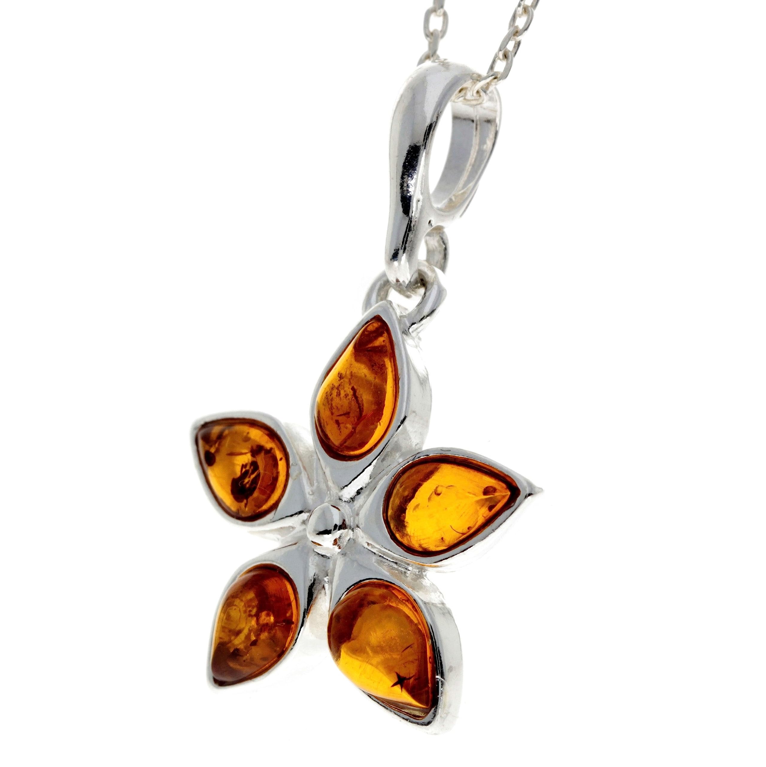 SilverAmber Jewellery Ciondolo classico in vera ambra baltica e argento sterling senza catena, 1684