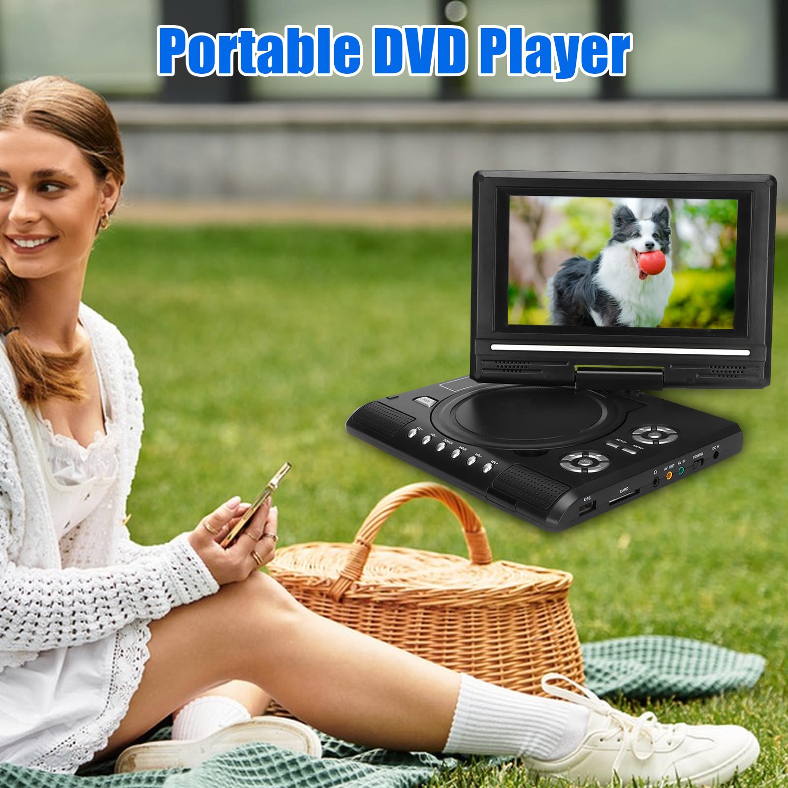 Tragbarer 8,5-Zoll-DVD-Player mit 6,8-Zoll-Schwenkbildschirm, 5-Stunden-, Auto-DVD-Player, Unterstützung für CD/DVD/SD-Karte/USB, Regionen Frei, Zwei Lautsprecher (LMD-750