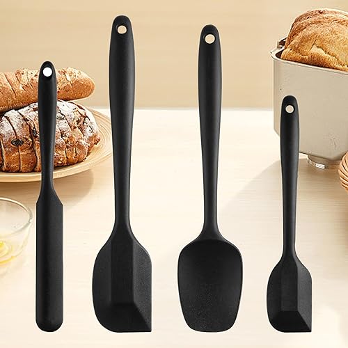 Juego de 4 espátulas de silicona, espátulas de goma de grado alimenticio con agarre ergonómico, espátulas de goma resistentes al calor, juego de