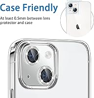 Vista 4 de Hsefo Protector de lente de cámara para iPhone 13 Mini y iPhone 13, con purpurina brillante de vidrio templado 9H, antiarañazos, a prueba de golpes