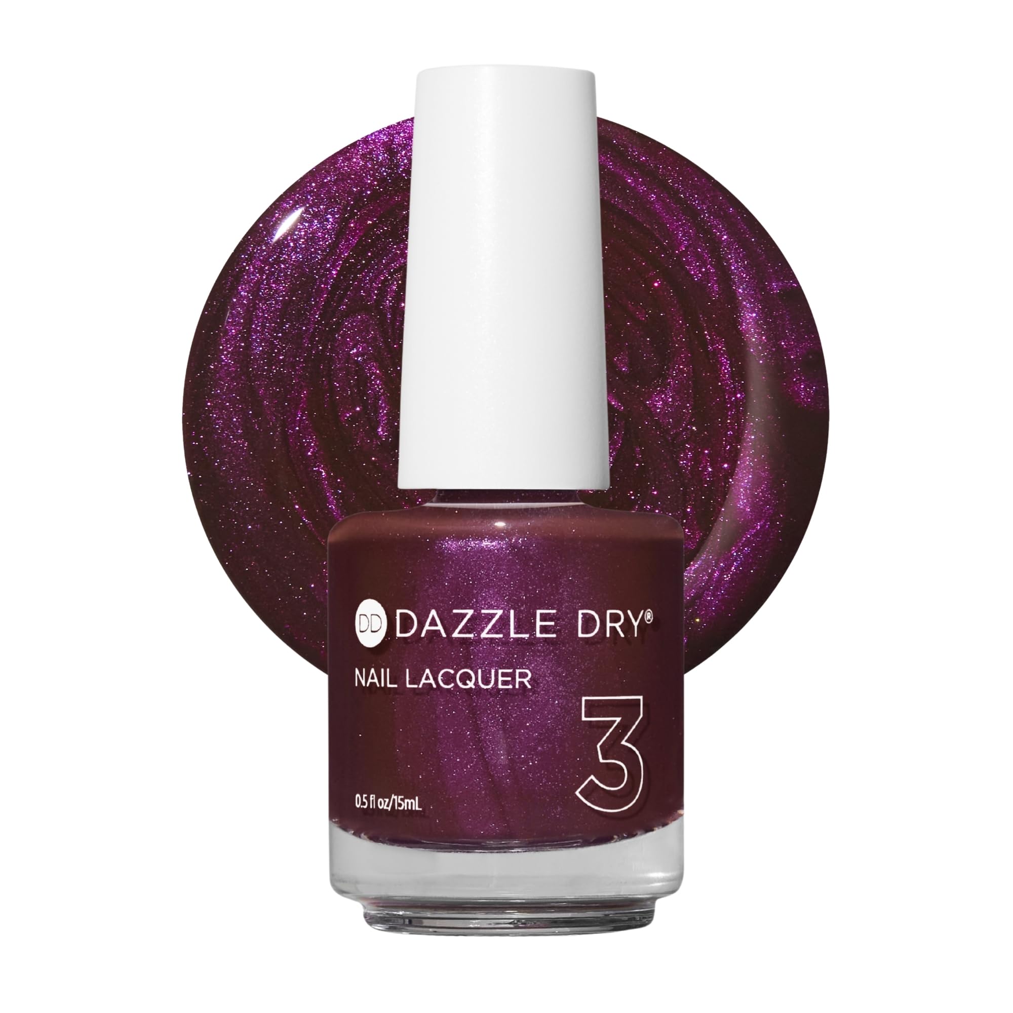 Dazzle Dry Nail Lacquer (Step 3) - Spiced Plum - A deep plum with pink shimmer. Semi-sheer shimmer. (0.5 fl oz)