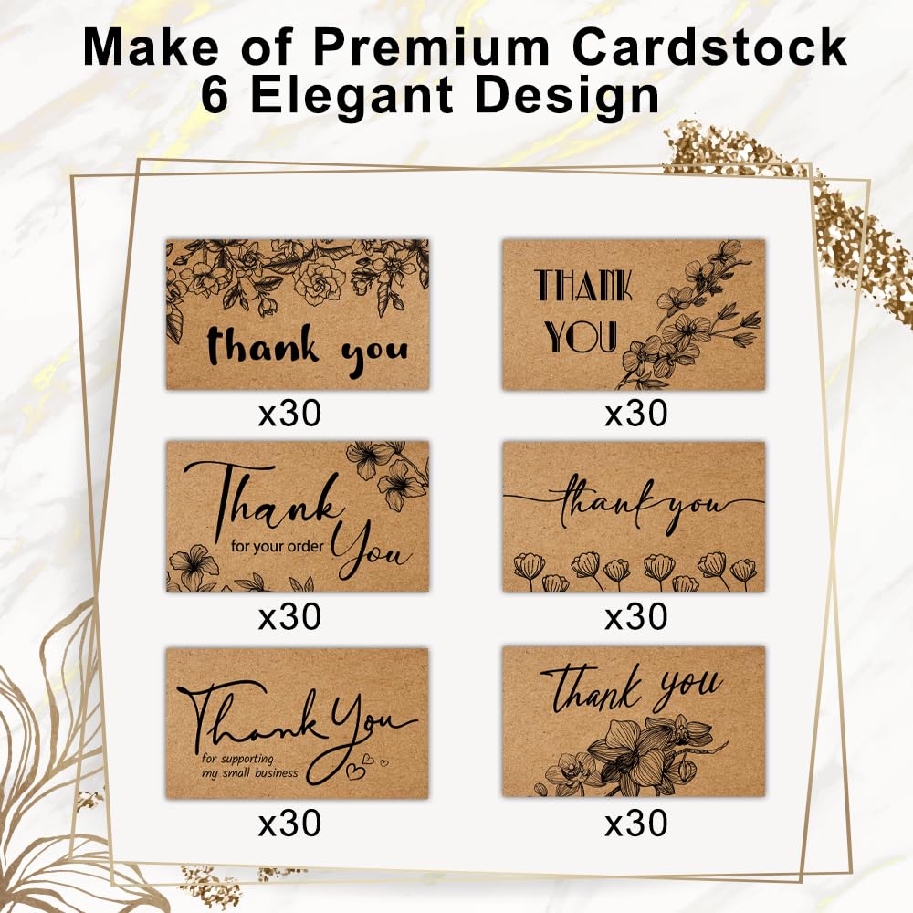 KiDEPOCH 180 Thank You Cards Small Business, Mini Thank You for