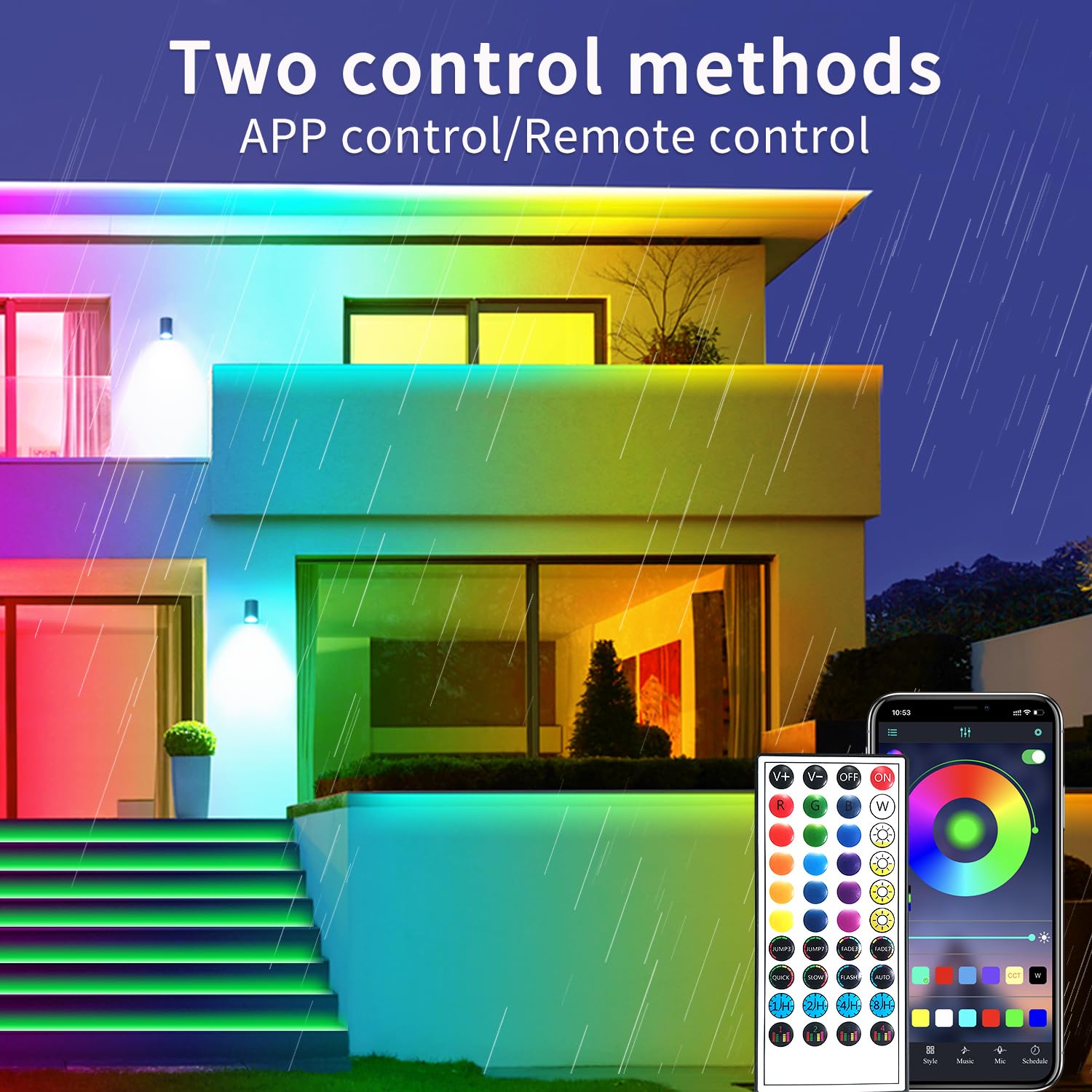 vimeepro 300 ft Outdoor LED Strip Lights Waterproof,IP68 Waterproof LED Light Strips with Remote,App Control Music Sync RGB Outdoor LED Rope Lights,LED Lights for Bedroom,Roof,Deck,?2 Rolls of 150ft?