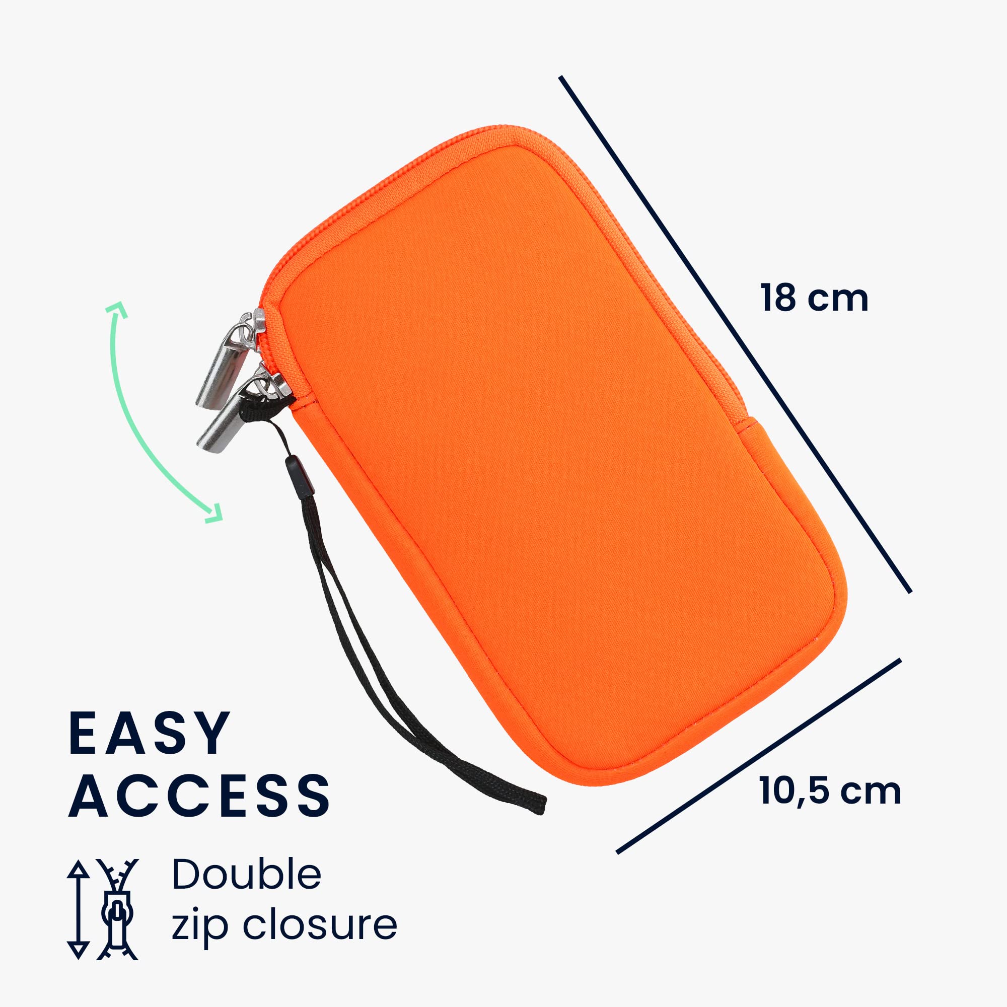 Kwmobile Neoprene Phone Pouch Size XL - 6.7/6.8" - Universal Cell Sleeve Mobile Bag With Zipper, Wrist Strap - Olive Green