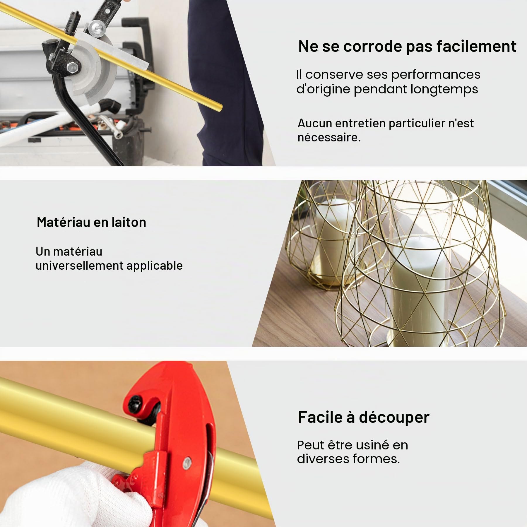 Lot de 2 barres rondes en laiton massif de 8 mm, iMeistek de 200 mm de long,Pour tour de bar, bâton, modèles RC, bricolage
