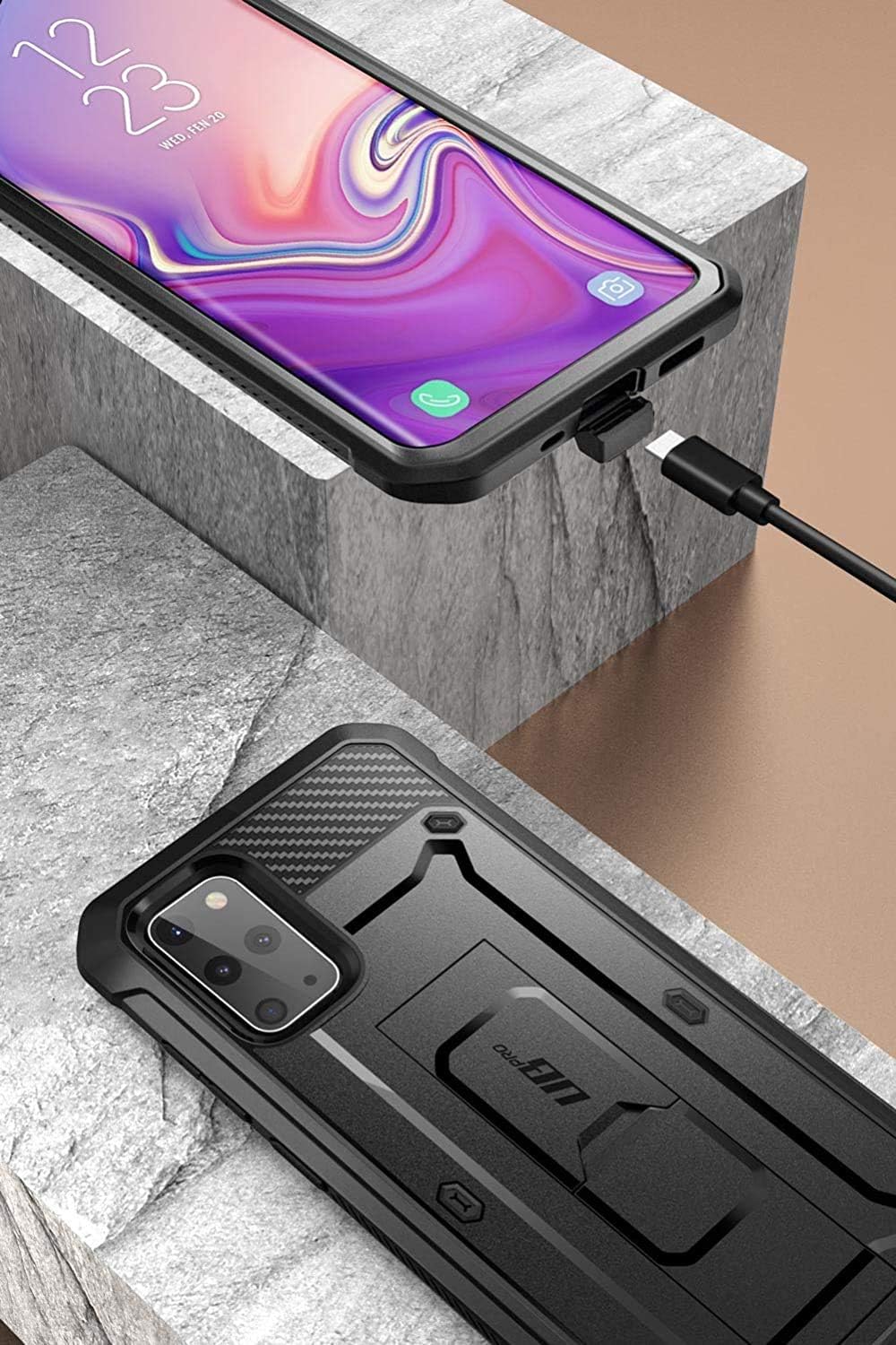 SUPCASE UB Pro Series Designed for Samsung Galaxy S20 Plus Case / S20 Plus 5G Case (2020 Release), Full-Body Dual Layer Rugged Holster & Kickstand Case Without Built-in Screen Protector (Black)