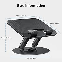 OMOTON Laptop Stand fém alappal, 360° forgatható, összecsukható ergonomikus állvány 15" MacBook-hoz 5