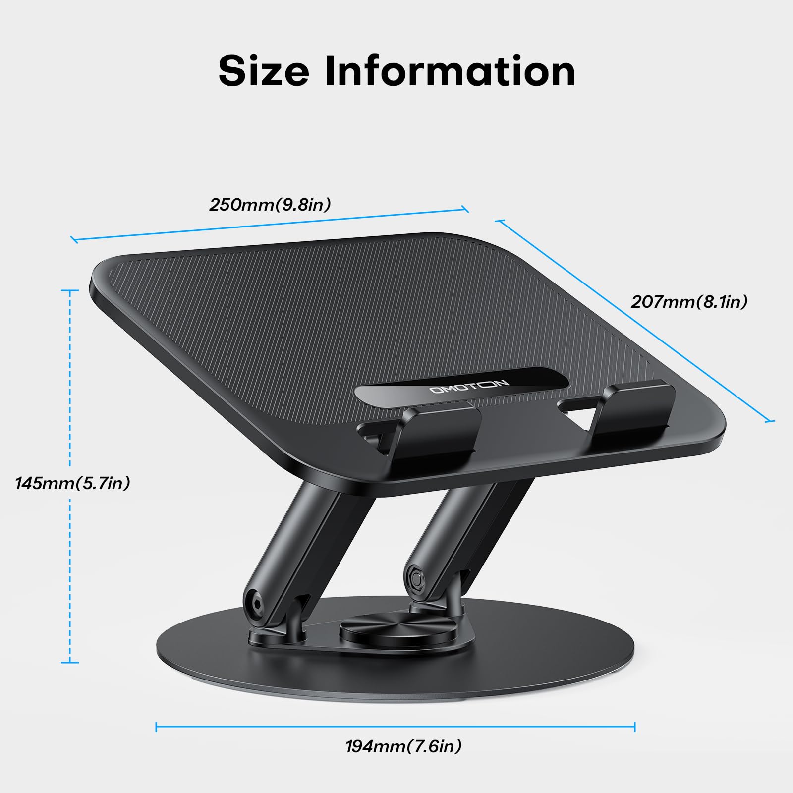 OMOTON Laptop Stand for Desk with 360° Rotating Base, Ergonomic Laptop Riser for Collaborative Work, Easy Storage, Fits MacBook/All Laptops up to 14 inches, Black