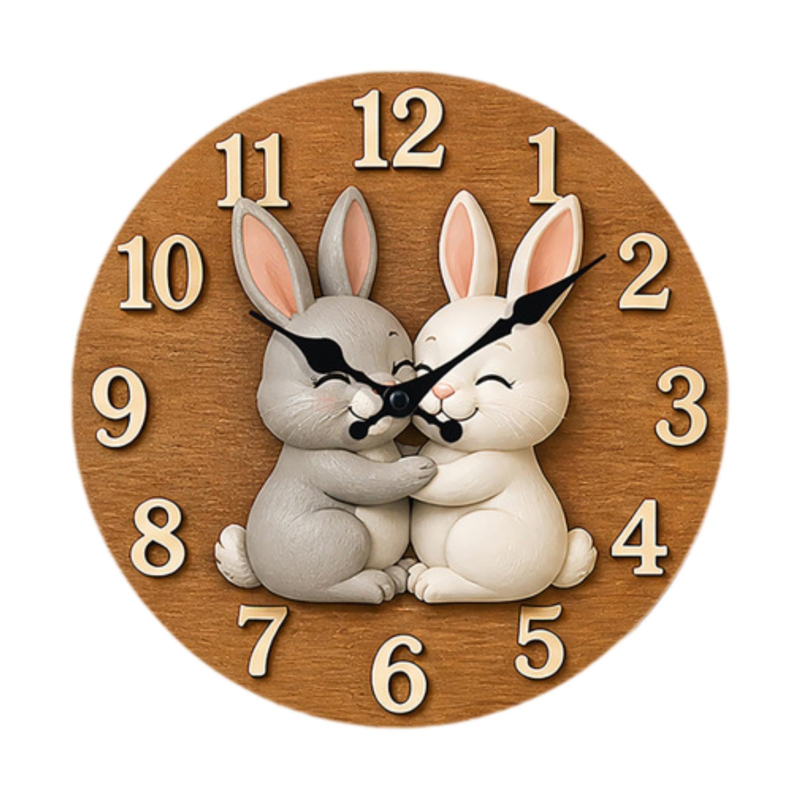 Horloge murale animalière lapin 12 pouces pendule décorative salon moderne