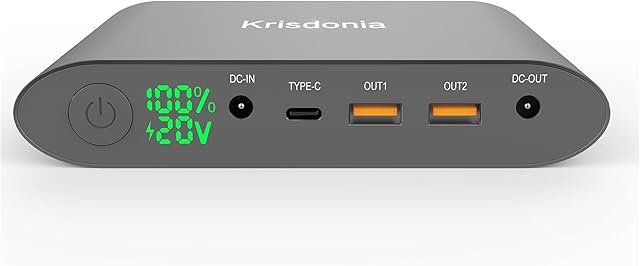 Krisdonia Laptop Power Bank 25000mAh Portable Charger with Type-C Port + DC Port + Dual USB (QC3.0 Quick Charge) for Laptop, Tablet, Cell phone, Macbook, Camera, Projector and more