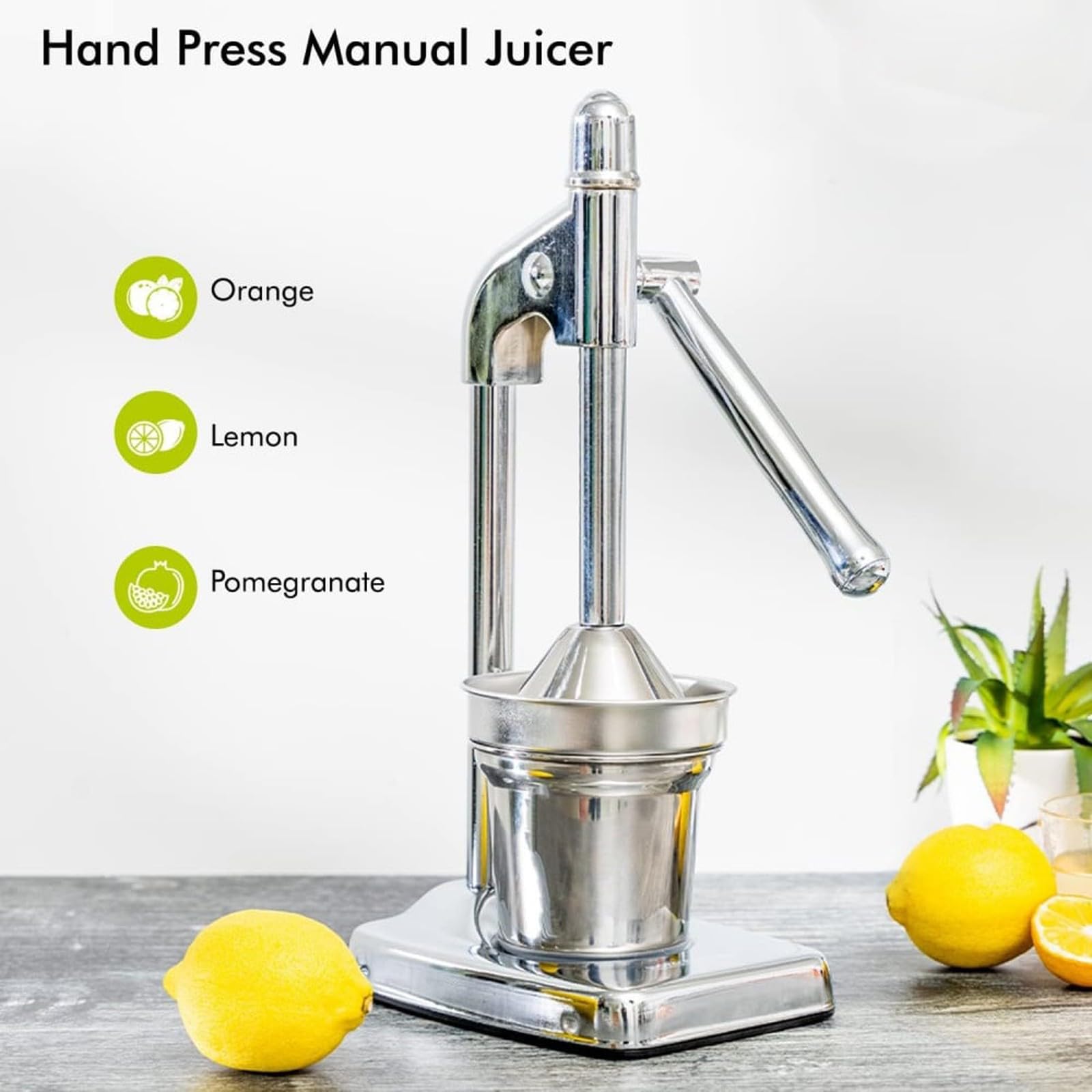 Cast Iron Manual Juicer Hand Press - Heavy Duty Citrus Squeezer For Oranges, Lemons, Limes, Easy To Clean