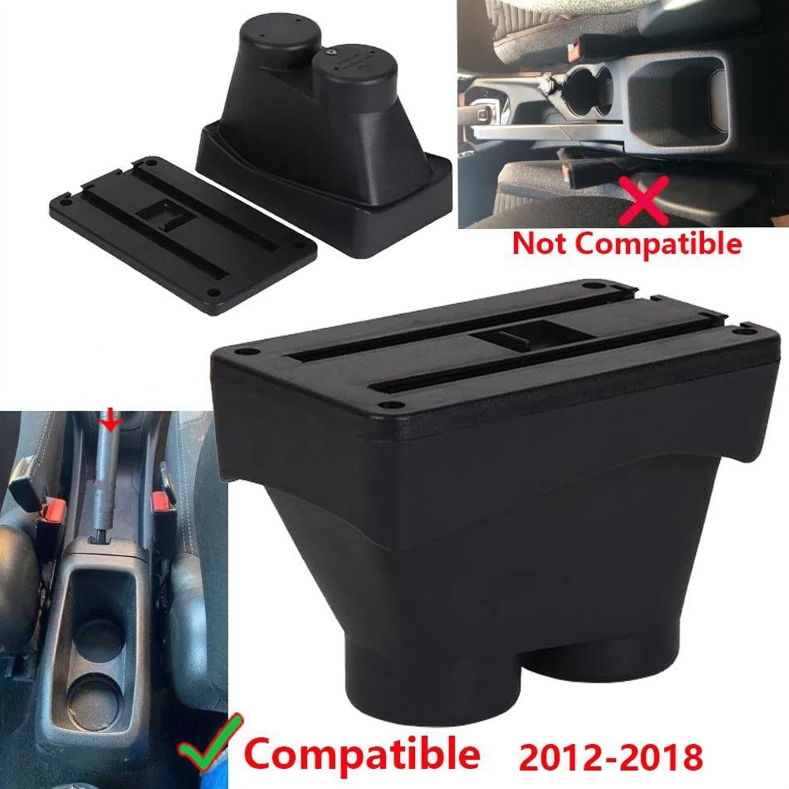 Box Bracciolo Con Supporto Multifunzionale Accessori Per La Modifica Degli Interni Dell'auto Imbottiti In PU Per Peugeot 208 2012-2018 Consolle centrale(C3 Black white NOUSB)