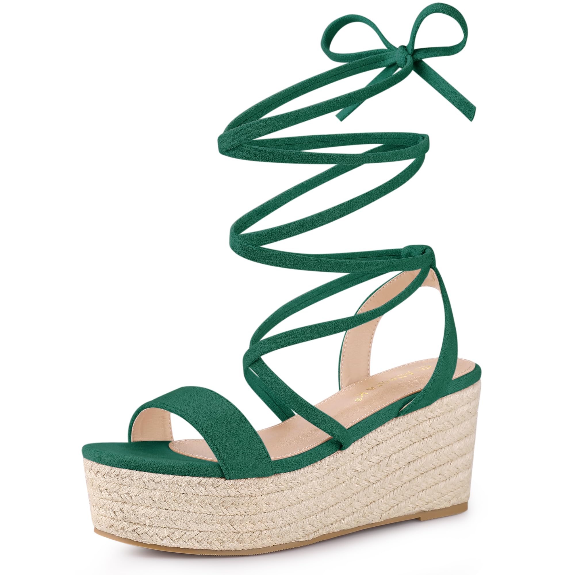 Allegra K Women's Lace Up Wedge Heel Slingback Platform Strappy Sandals